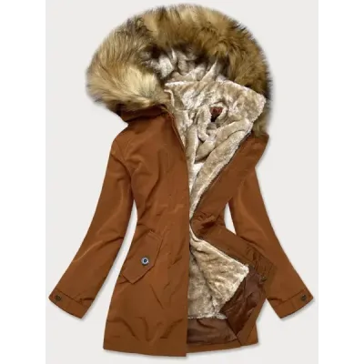 Jacheta de iarna pentru femei cu caramel de blana de top (m-21005)