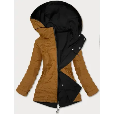 Sacou cu două fețe negru și caramel (w502-1)