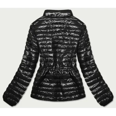 Sacou de femeie lucios matlasat negru (n-6107-1)