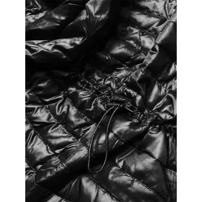Sacou de femeie lucios matlasat negru (n-6107-1)