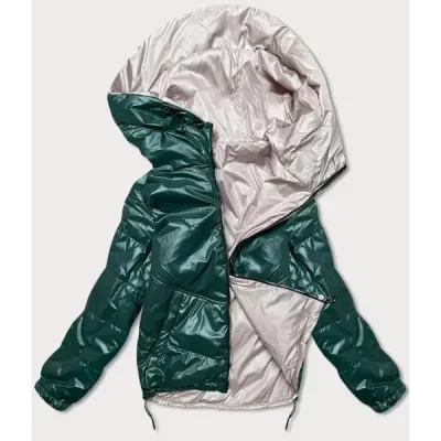 Jacheta scurtă cu două fețe verde/bej (bh-2204big)