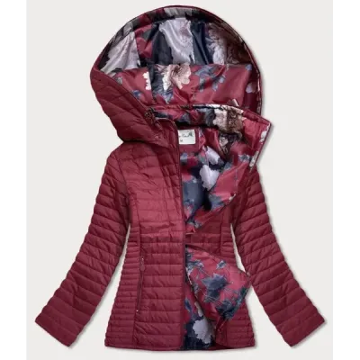 Sacou pentru femei cu căptușeală în flori burgundy (sf726)