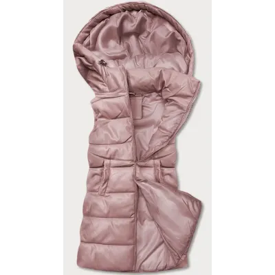 Vestă pentru femei caldă cu pulbere de culoare roz eco-piele (d-3231-59s)