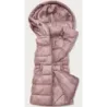 Vestă pentru femei caldă cu pulbere de culoare roz eco-piele (d-3231-59s)