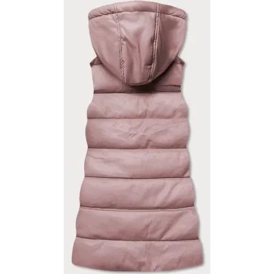 Vestă pentru femei caldă cu pulbere de culoare roz eco-piele (d-3231-59s)