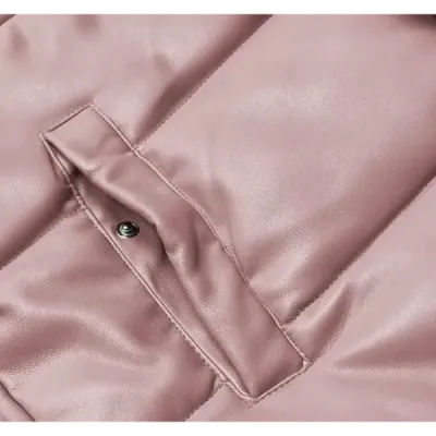 Vestă pentru femei caldă cu pulbere de culoare roz eco-piele (d-3231-59s)