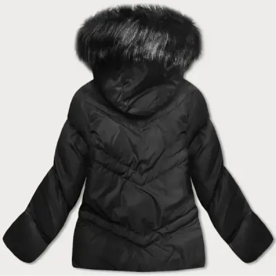 Jacheta de iarna pentru femei cu gluga negru (5m738-392)