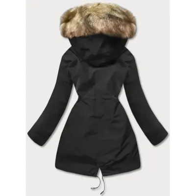 Jacheta de iarna calda de sex feminin negru-ecru (w629)