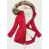 Jachetă de iarnă caldă de sex feminin roșu-ecru (w629)