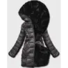 Jacheta de blană maro cu două fețe pentru femei (b8053-101)