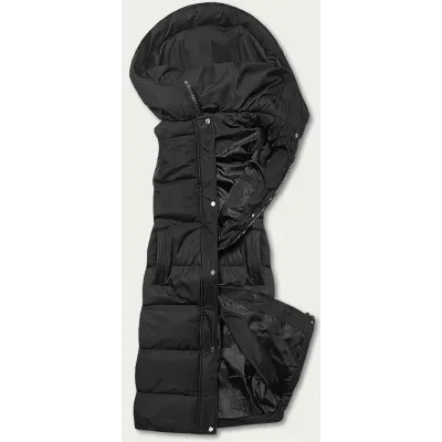 Vestă lungă de damă neagră pufoasă (5m728-392)