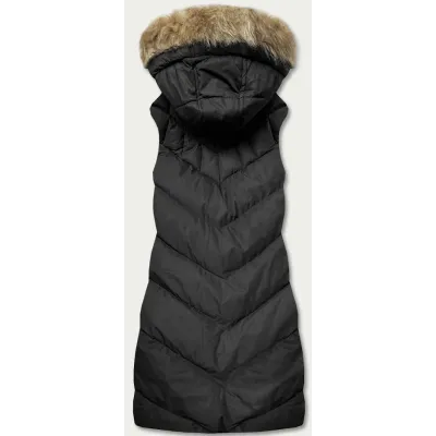 Vestă pentru femei Puggy cu blană neagră (5M787-392)