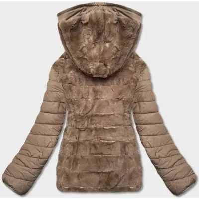 Jacheta scurtă cu două fețe bej de iarnă (2M-2507)