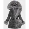 Jacheta denim pentru femei pe căptușeală neagră/gri (B8068-109)
