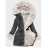 Jacheta pentru blugi pentru femei pe căptușeală cu blană neagră (B8068-1046)
