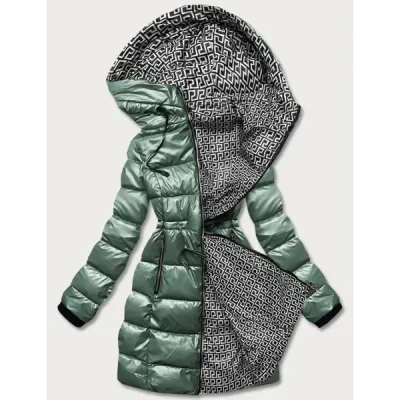 Jacheta verde metalică pentru femei (R8070)