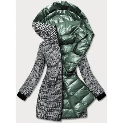 Jacheta verde metalică pentru femei (R8070)