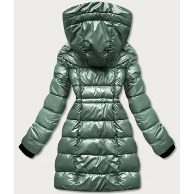 Jacheta verde metalică pentru femei (R8070)