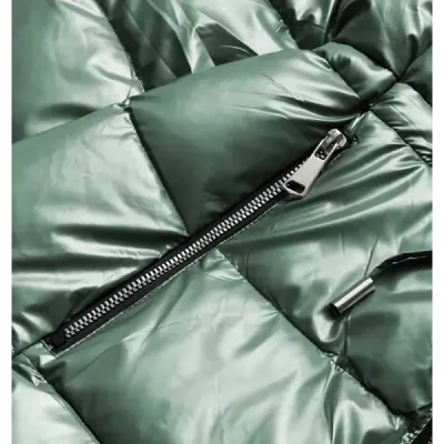 Jacheta verde metalică pentru femei (R8070)