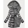 Geaca gri cu două fețe a femeii metalice (R8070)