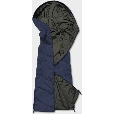 Vestă lungă de femeie cu două fețe grenadă-khaki (B8137-3)