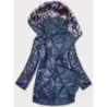 Jacheta pentru femei cu glugă decorativă de culoare închisă (B8126-72)