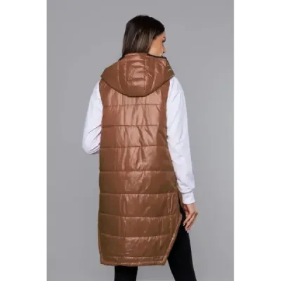 Vestă tricotată cu fund de caramel geometric (B0122-22)
