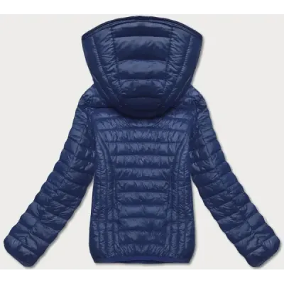 Sacou pentru femei cu glugă albastră închisă (B0123-72)