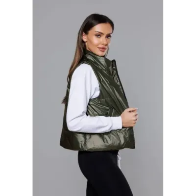 Vestă scurtă cu suport pentru femei kaki (B8152-11)