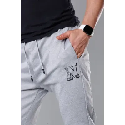 Pantaloni pentru bărbați cu imprimeu gri alb (8K178-2)