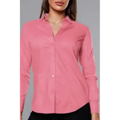 Tricou de femeie roz deschis clasic (HH039-25)
