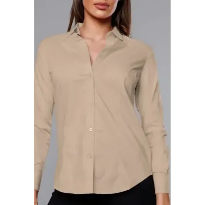 Tricou bej clasic pentru femei (HH039-34)