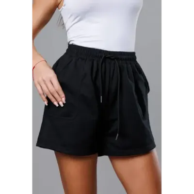 Pantaloni scurți pentru femei negre (8K950-3)