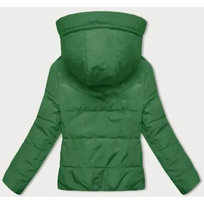 Jachetă scurtă cu două fețe cu glugă neagră și verde (B8181-1082)