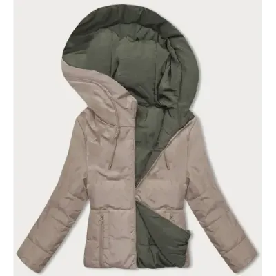 Jachetă scurtă cu două fețe cu cappuccino-khaki (B8181-182011)