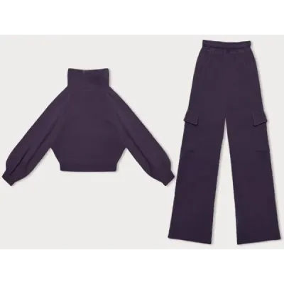 Set osual cu pantaloni de marfă mov (AMG-338A)