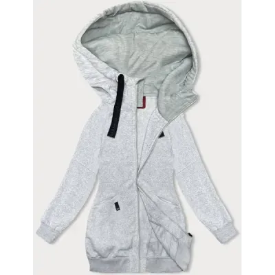 Tricou lung pentru femei cu gri deschis (AMG-332A)