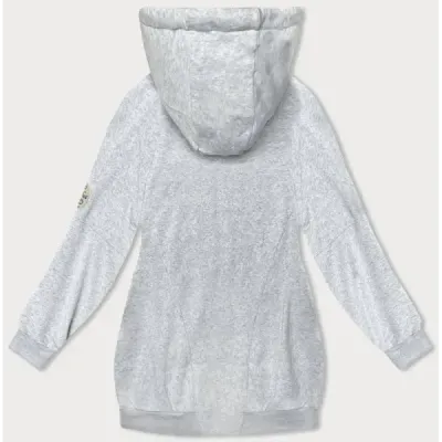 Tricou lung pentru femei cu gri deschis (AMG-332A)