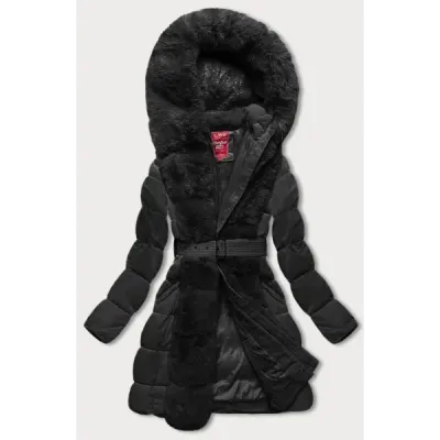 Jacheta de iarna pentru femei cu blana neagra (2M-008)