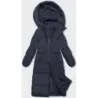 Jacheta lungă de femeie groasă cu capotă marină (5M3163-215)
