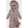 Geacă lungă de femeie groasă cu glugă roz (5M3163-46)
