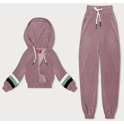 Costum de trening pentru femei cu inserții roz color (AMG-346A)