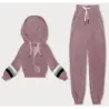 Costum de trening pentru femei cu inserții roz color (AMG-346A)