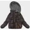 Jacheta de iarnă pentru femei cu glugă maro tricotată (B8213-14)