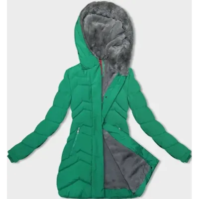 Jacheta de iarna pentru femei pe blana verde (LHD-3023)
