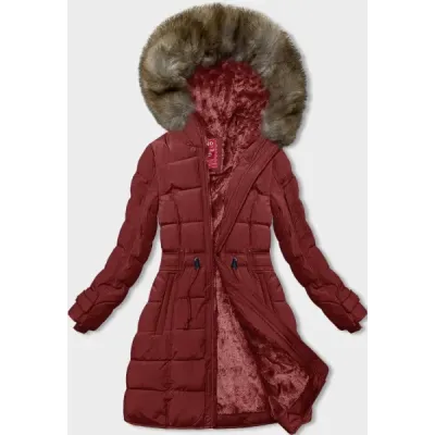 Jacheta de iarna pentru femei cu blana rosie (LHD-23063)