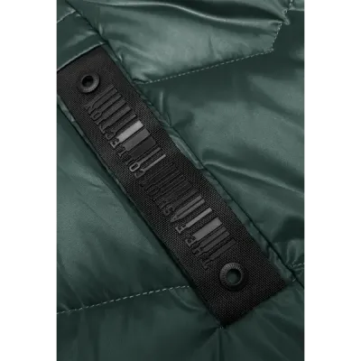 Jacheta de iarna pentru femei cu castel verde asimetric (B8167-10)