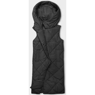 Vestă lungă supradimensionată negru (5M3165-392)