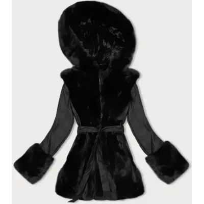 Sacou cu piele ecologică cu căptușeală J Stil negru (11Z8079)