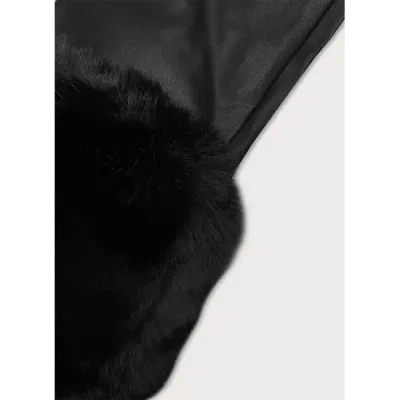 Sacou cu piele ecologică cu căptușeală J Stil negru (11Z8079)